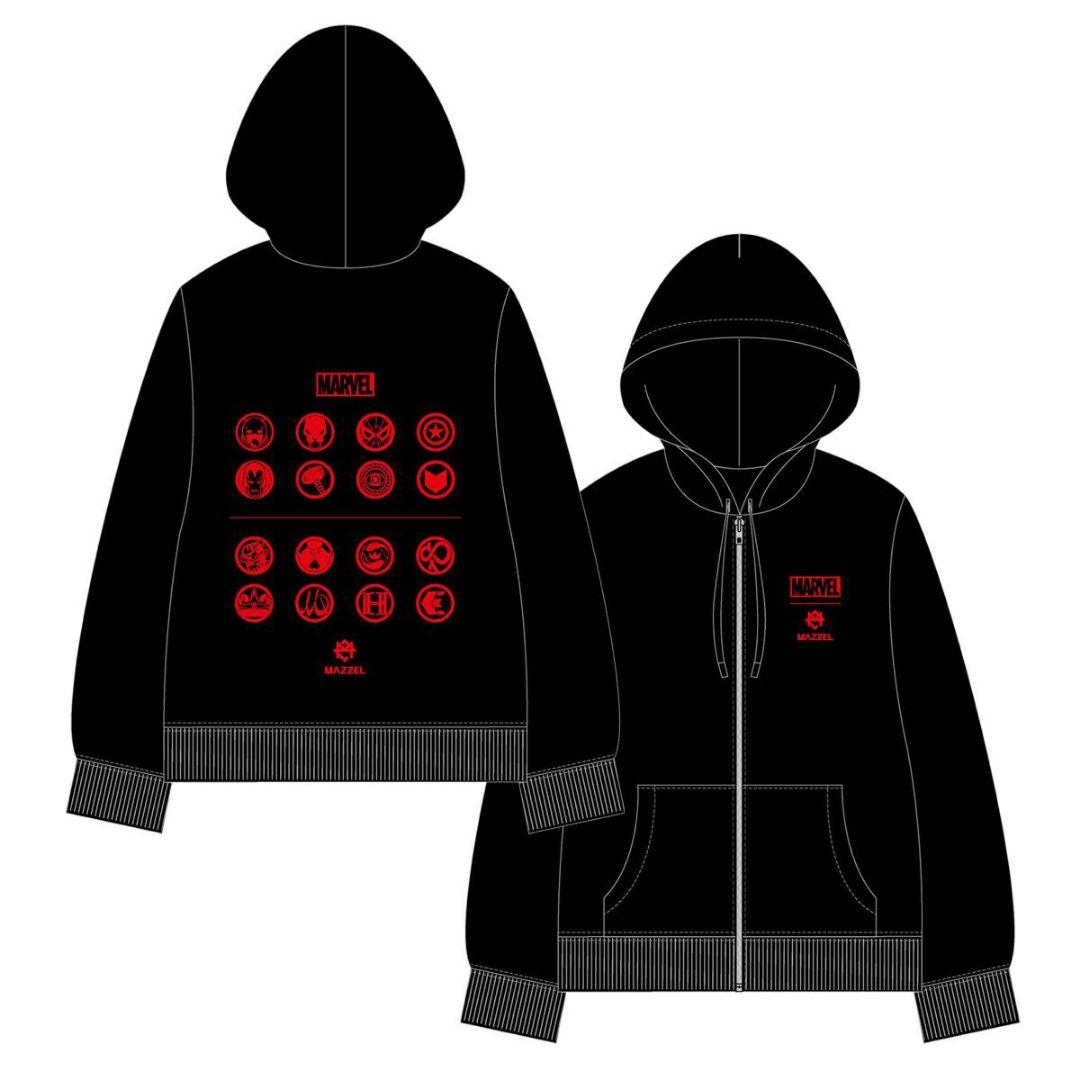 MARVEL × MAZZEL コラボ ジップパーカー Lブラック黒 フーディー