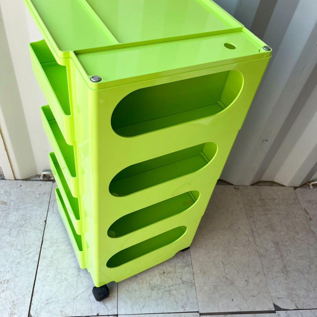 取付無料！B-LINE ボビーワゴン 4段6トレイ ライムグリーンラック✨の