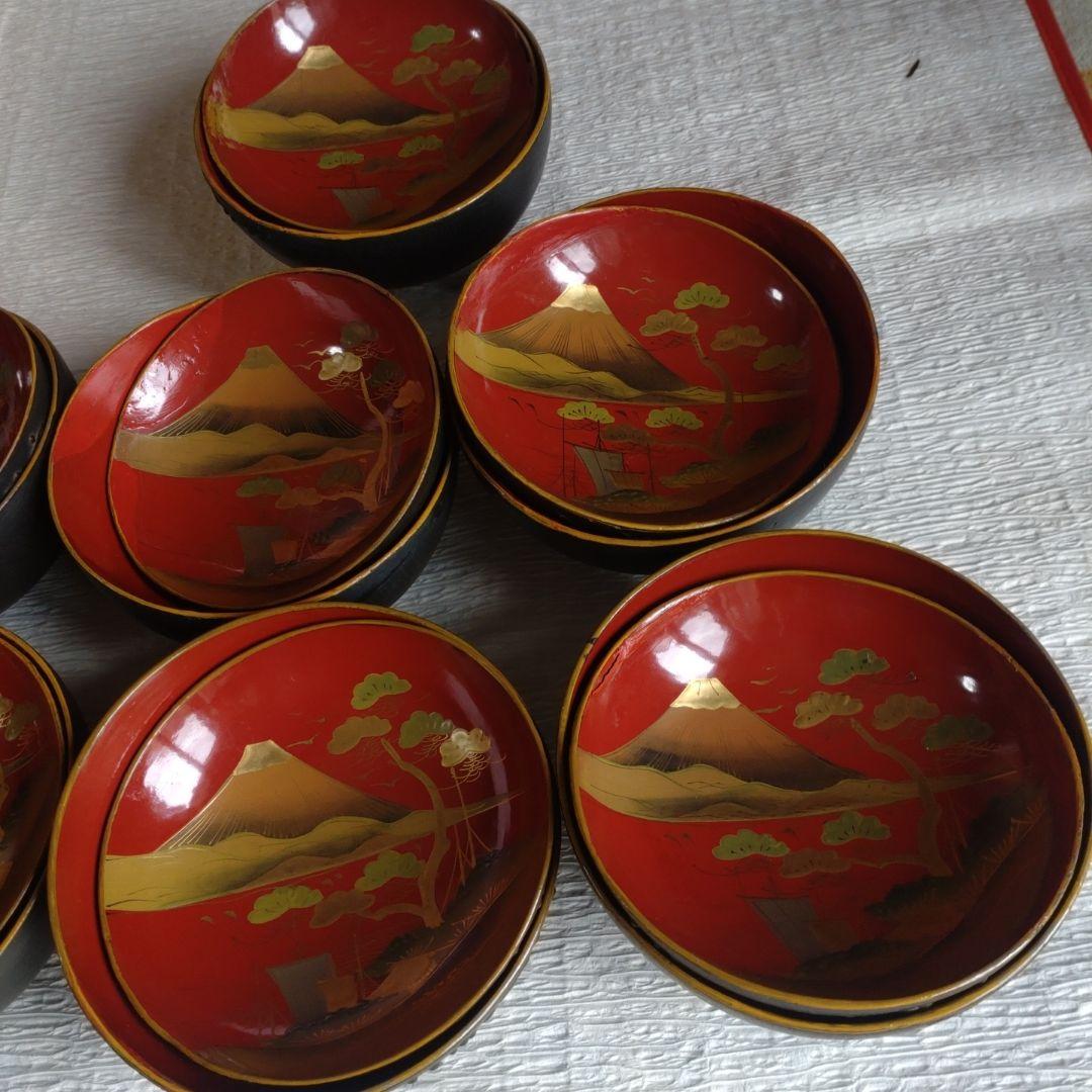 骨董　蔵出し　蒔絵　蓋付きお椀　9客