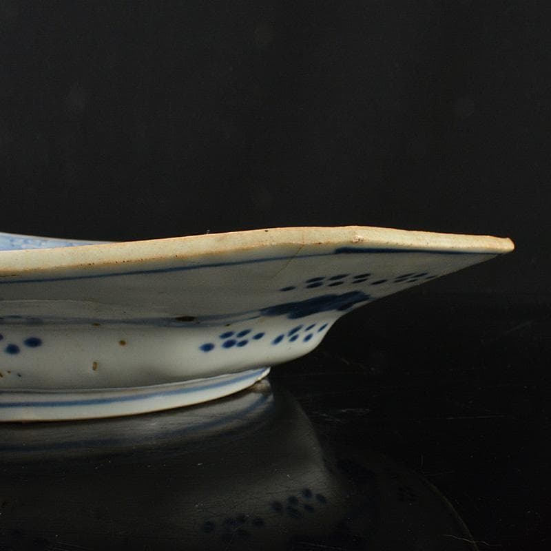 伊万里焼 古伊万里 染付皿山水文八角皿 C R6374F