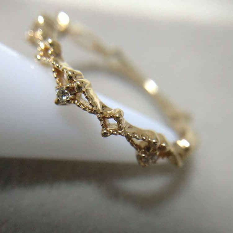 【美品】NOJESS K10 レース ダイヤモンド ピンキーリング 3号