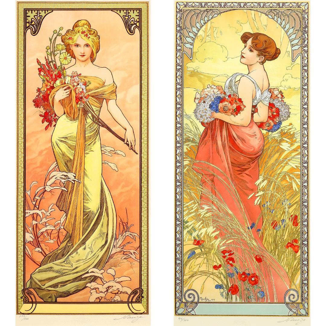 ☆新品ミュシャ 限定300部版画 連作『春夏秋冬』4作品セット 財団