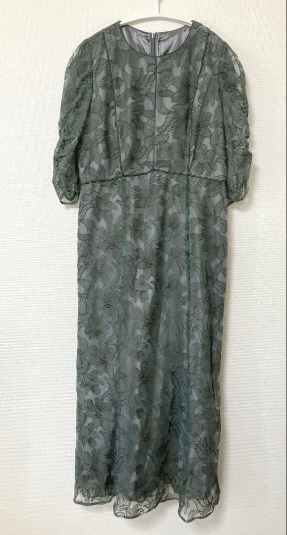 ジェロ　エメ　チュールエンブロイダリーレースパイピングパーティードレス　L