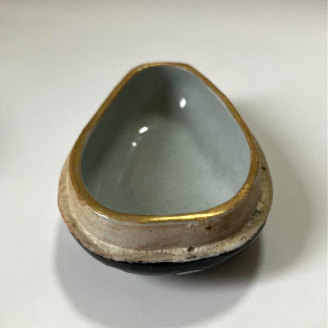 茶道具】宮川香齋作 真葛焼 琵琶袋形香合 色絵金銀彩 真葛印