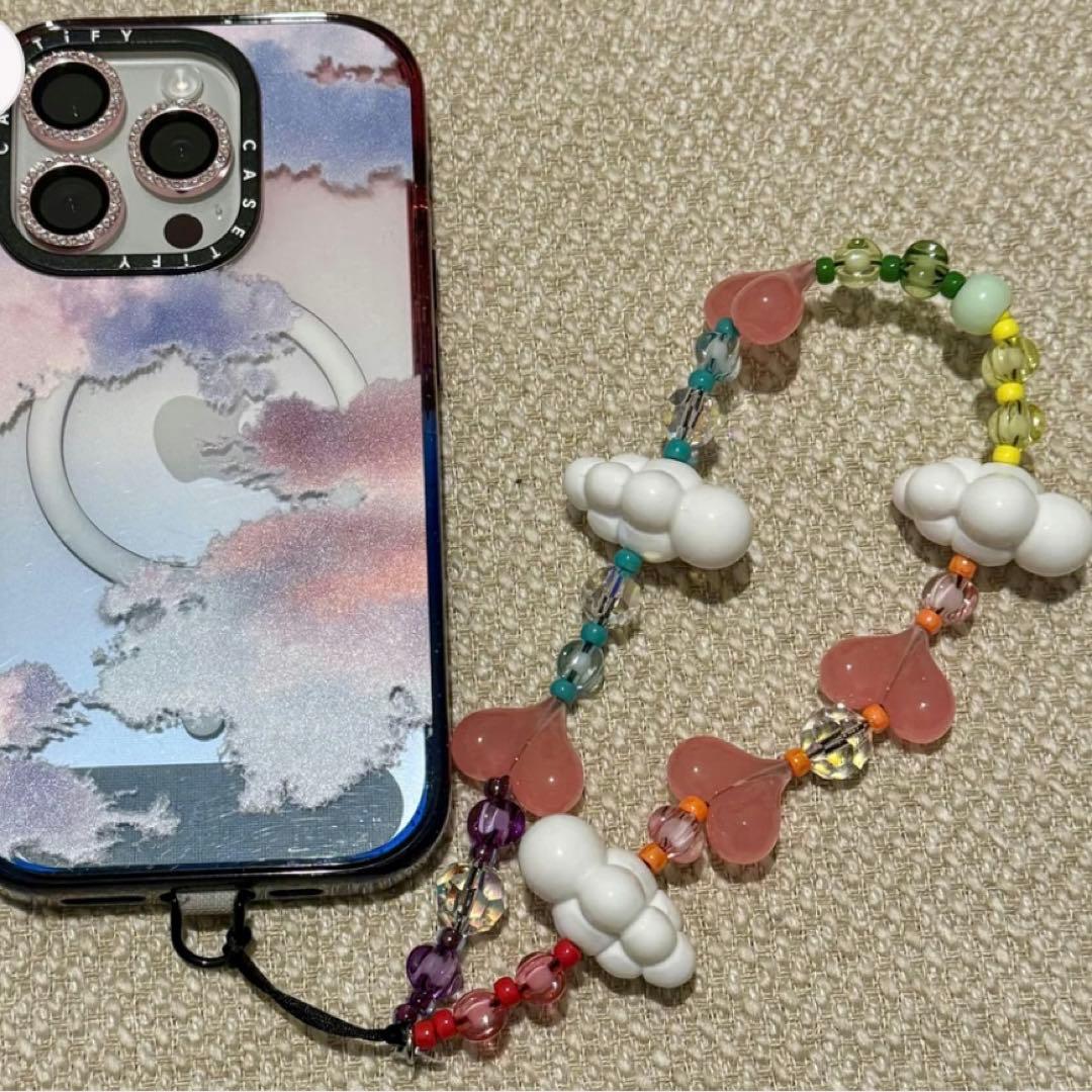 ストリングティング レインボー カワイイ ピンク ハート 雲