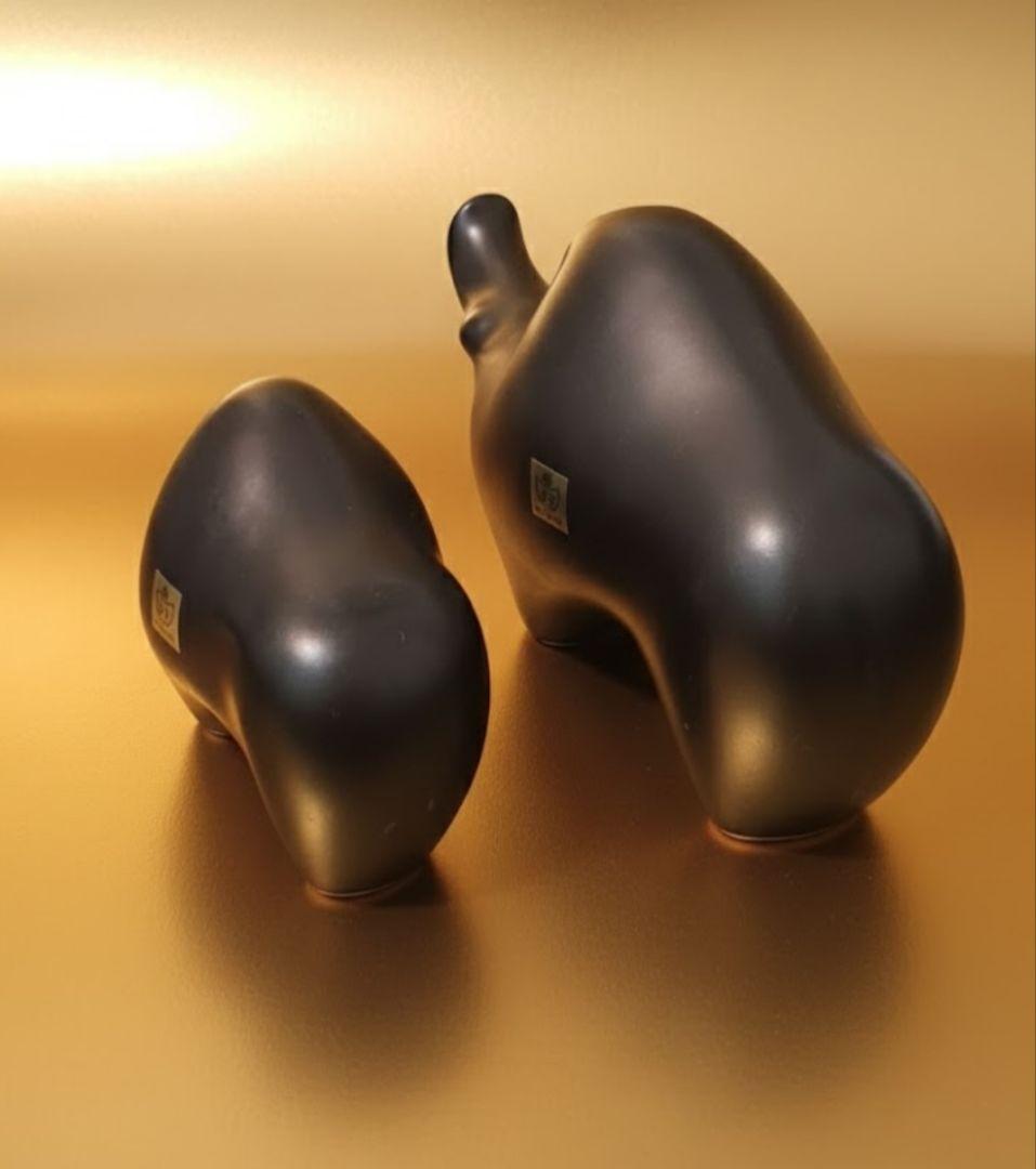 希少 Sotaro Saegusa 黒陶 陶器製 干支 置物 2点セット 安い干支置物の