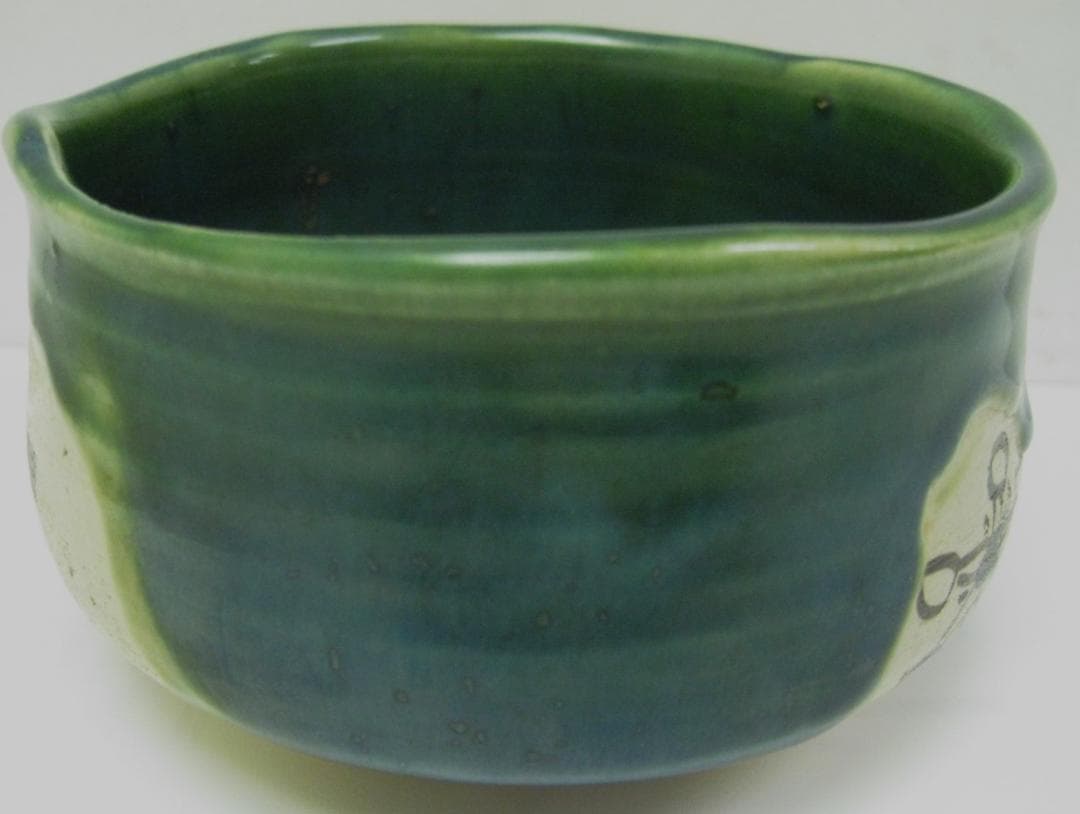 極美品 魯山人先生作 青織部 茶碗 陶々庵 八十二寿 茶器 茶道具 お茶碗