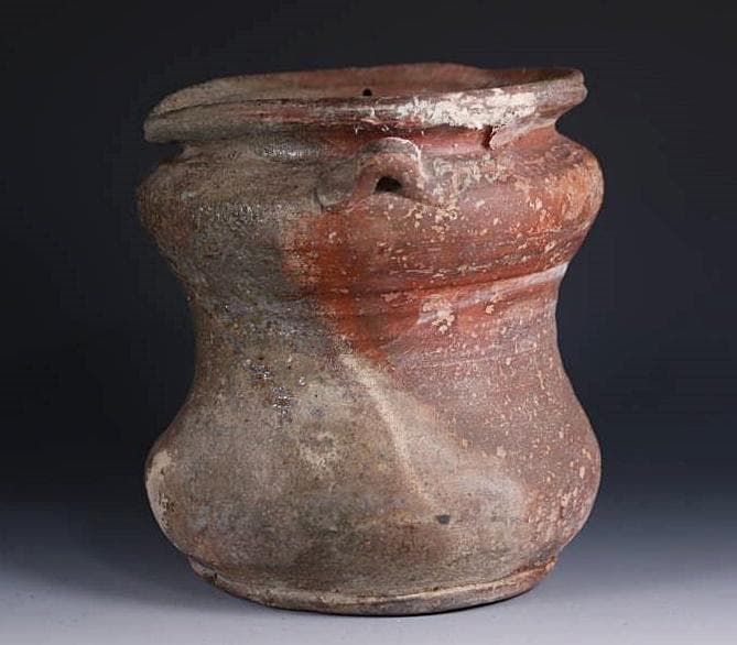 古備前 江戸後期 耳付窯変瓢水指 M323