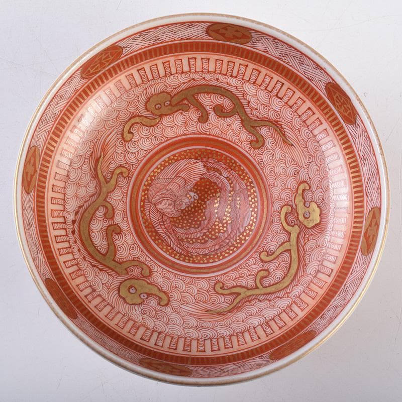 九谷焼 古九谷 赤絵金彩 鳳凰文 盃 一對 時代箱付 D R8979 - メルカリ