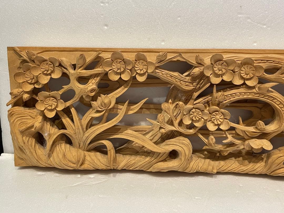 欄間 桜 菊 飾り 置物 住まい 美術品 アンティーク コレクション