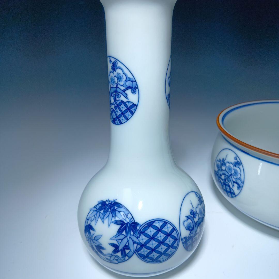 茶道具 千古窯 染付花丸文皆具一関 共箱 美品