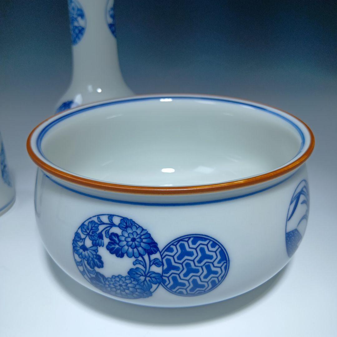 茶道具 千古窯 染付花丸文皆具一関 共箱 美品