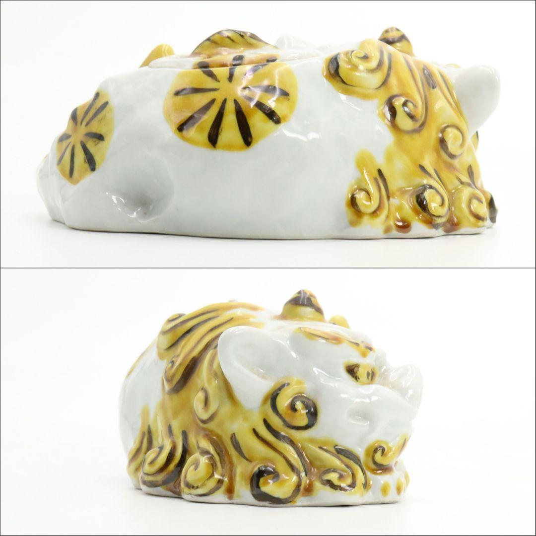 横山豊介作 飾香炉 唐獅子 九谷焼 共箱 C458 NT5