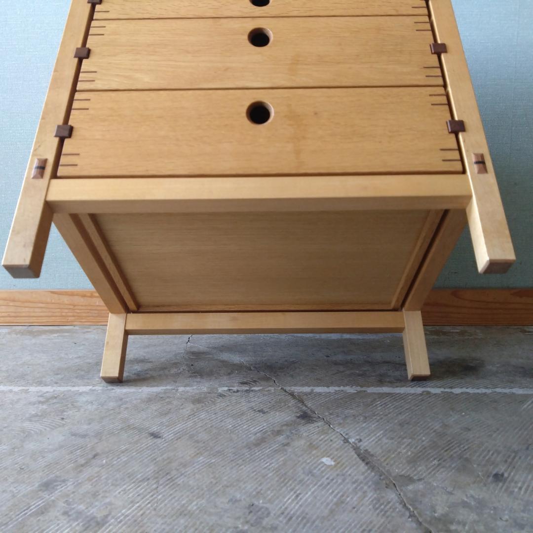 木製　スツール　引き出し付　組み木