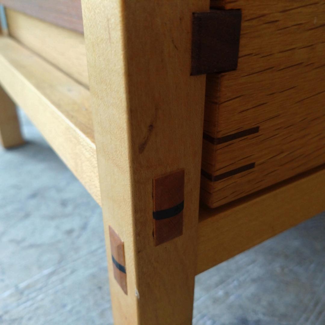 木製　スツール　引き出し付　組み木