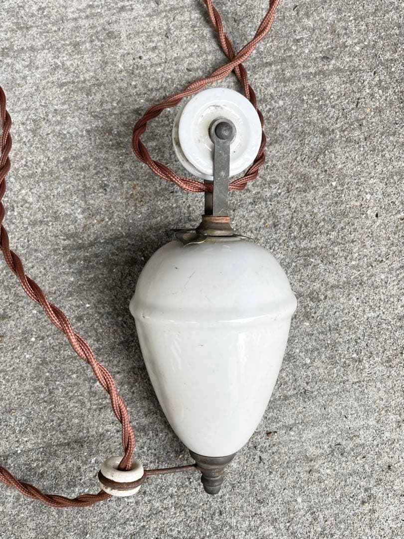 merci】 2-f. フランス 吊り下げ 滑車 ミルクガラス シェード