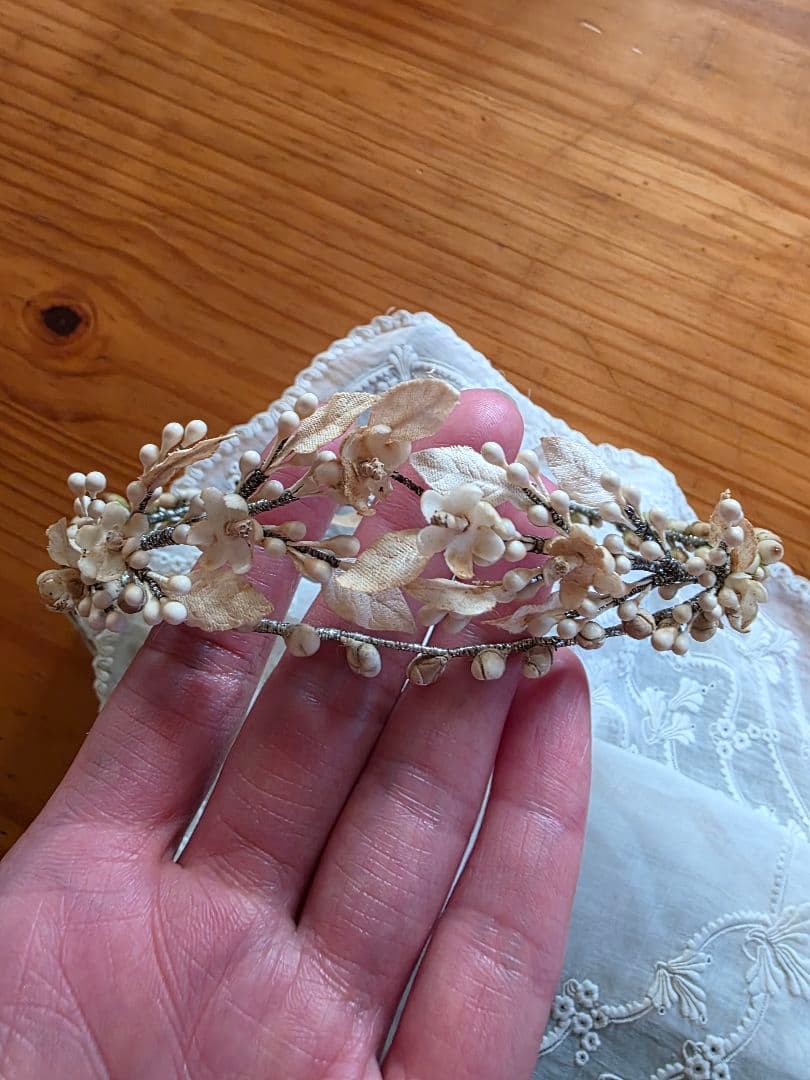 フランスアンティーク ワックスフラワー ティアラ マリアージュ