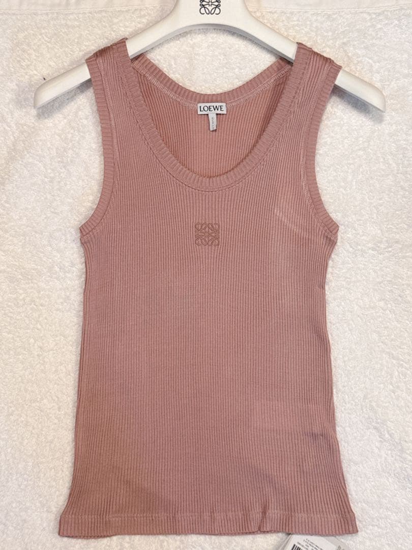 そ*ら様 2025SS ロエベ loewe アナグラムタンクトップ シルク ピン