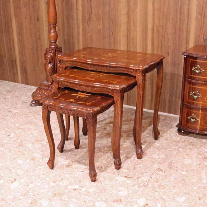 象嵌｜猫脚｜ネストテーブル3点セット