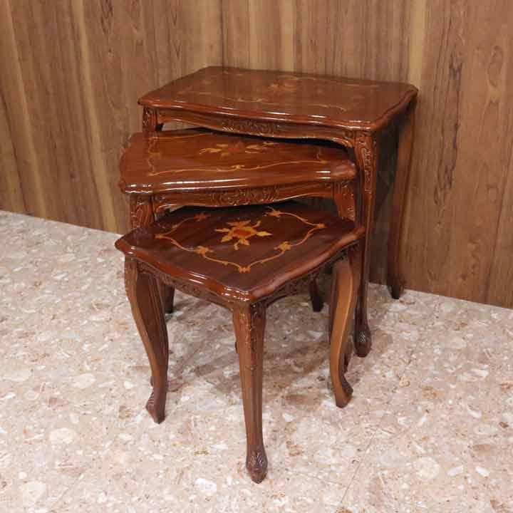 象嵌｜猫脚｜ネストテーブル3点セット