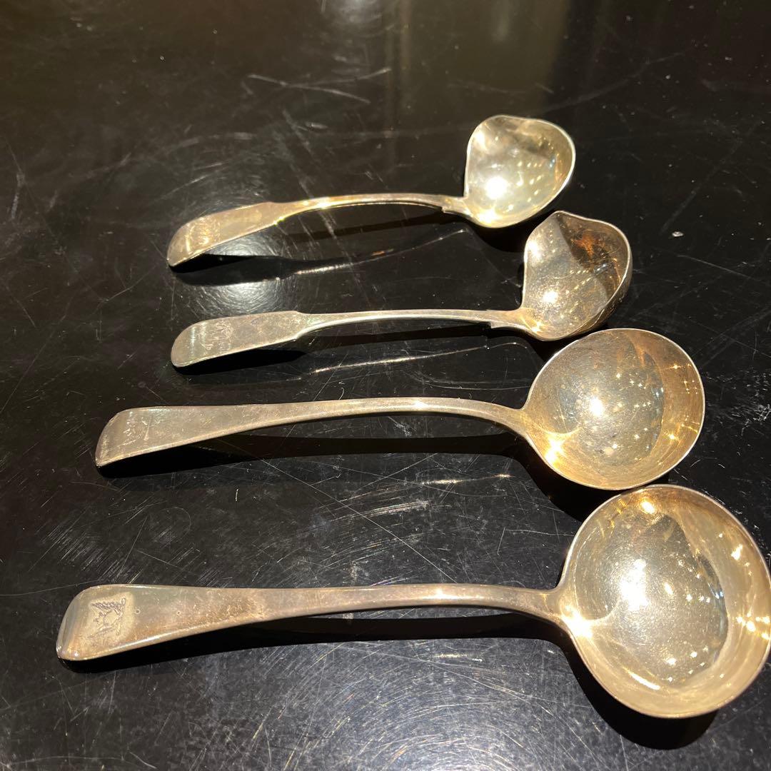 アンティーク　純銀　レードル　お玉 ビンテージ レードル お玉 フランス製 銀メッキ Vintage French