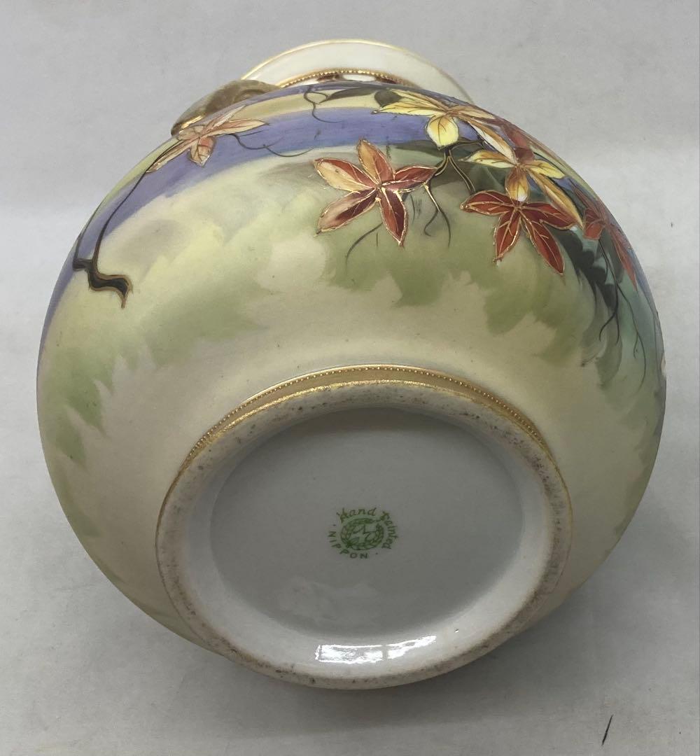 B411s「花のある風景図 花生」オールドノリタケハンドペインティング