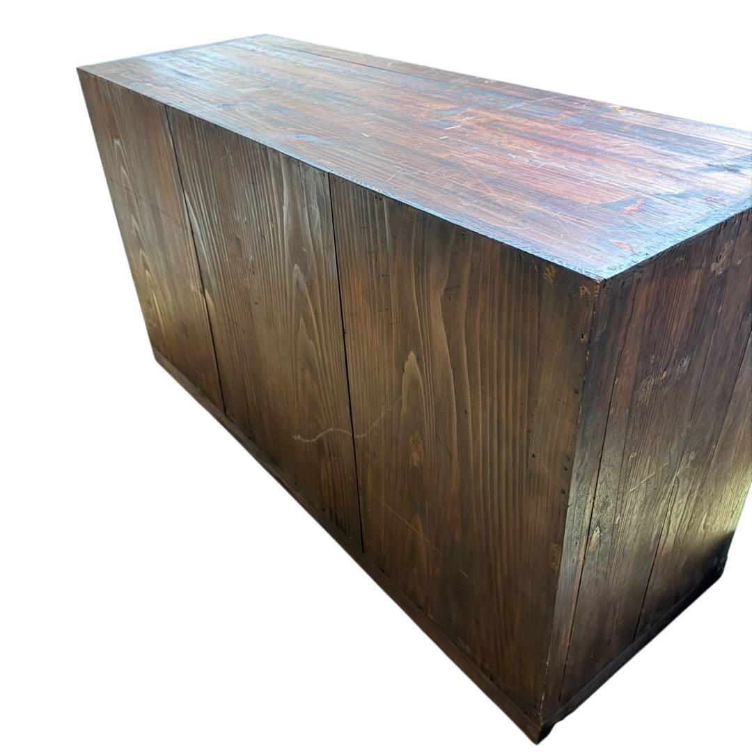 民芸 木彫 木製 3段チェスト タンス 無垢 レトロ 家具 ディスプレイ