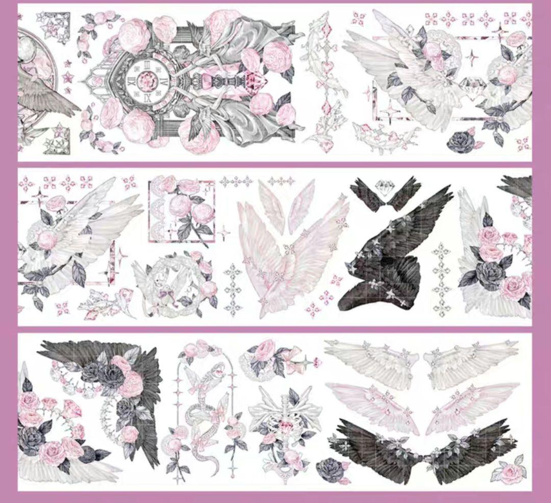 巻売 537☆ 海外 マスキングテープ マステ PET 装飾 花 人物 虹光 巻売