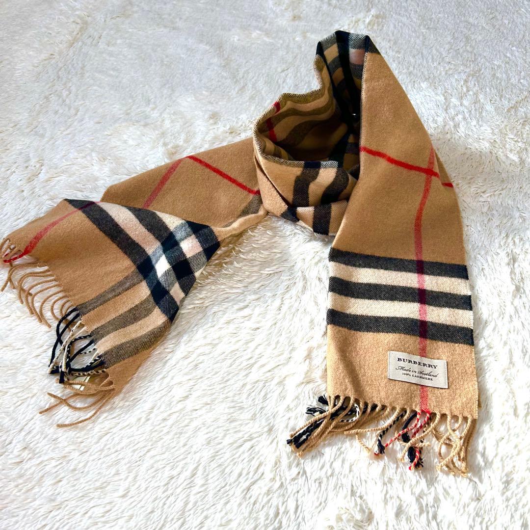 美品✨BURBERRY ハート柄 マフラー カシミヤ100% リバーシブル メガ