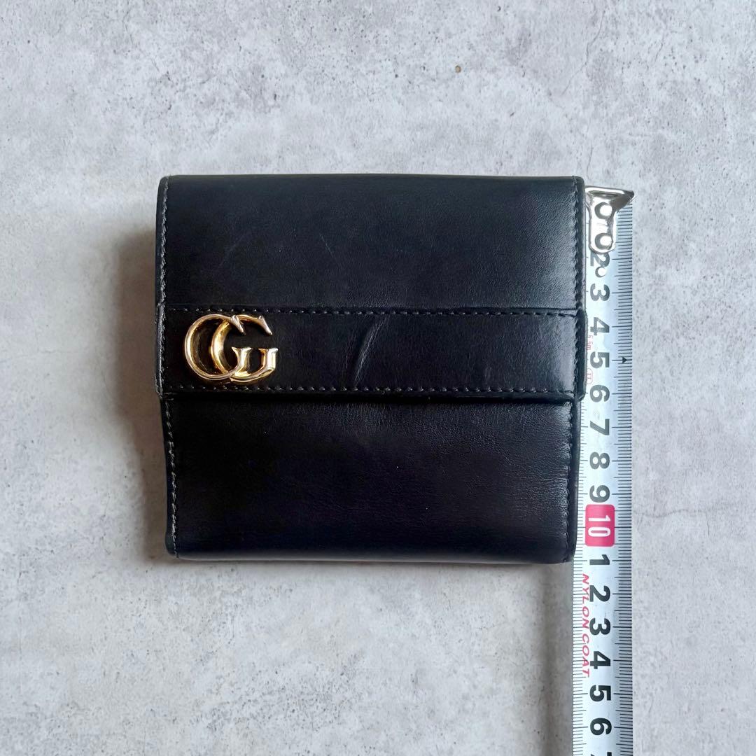 GUCCI グッチ　GGマーモント　二つ折り財布　ブラック