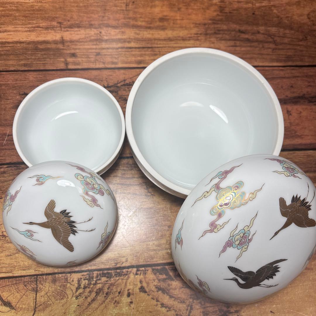 深川製磁 金彩雲鶴図 蓋物 ボンボニエール 大小 菓子器 小物入 - メルカリ