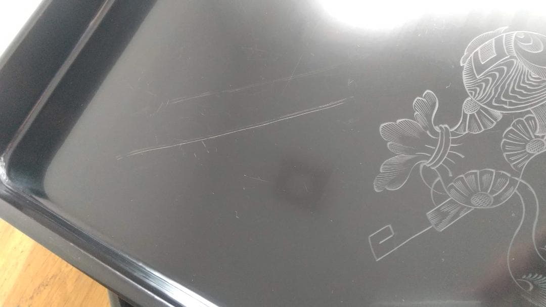 大正14年　『漆器黒膳』10枚セット　木箱入り　打ち出の小槌柄　1925年