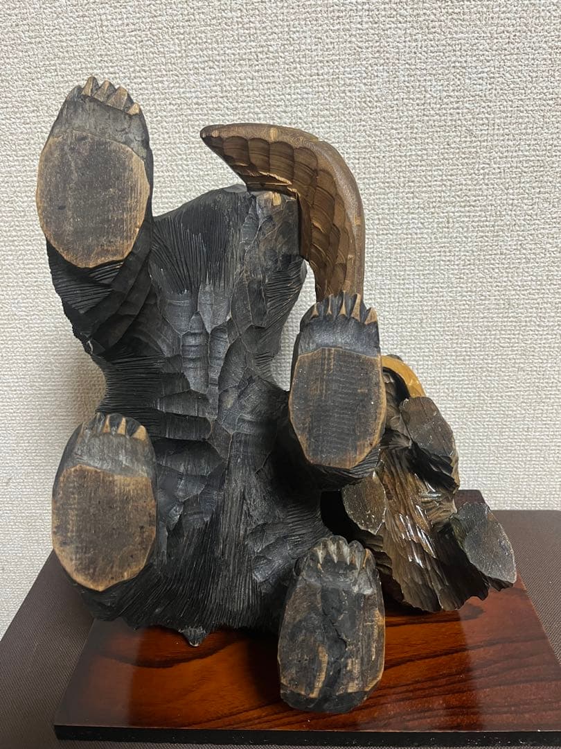 70年物！【昭和レトロ】木彫り熊 民芸品 置物 彫刻 大•小 2体セット