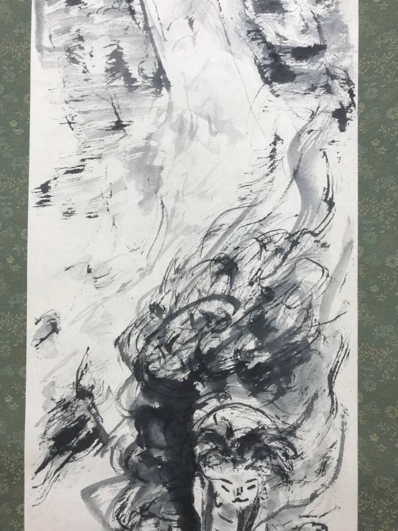 作者不詳/不動明王図/滝に不動図/仏画/滝に人物図/掛軸☆宝船☆AH-776