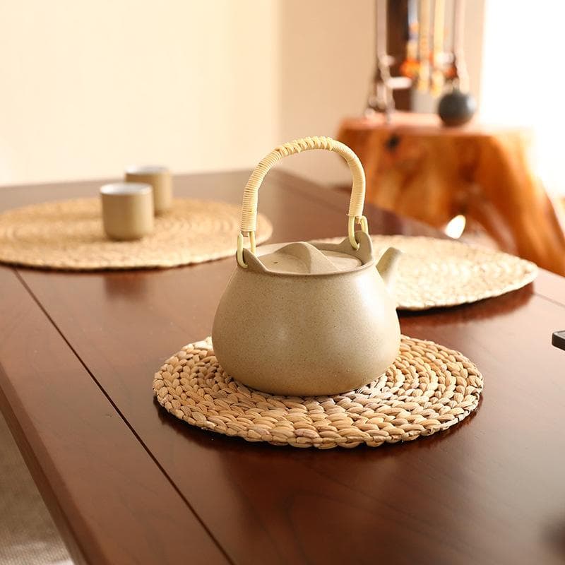 急須 竹製ハンドル 2個セット グレー 陶器 ポット バンブーハンドル