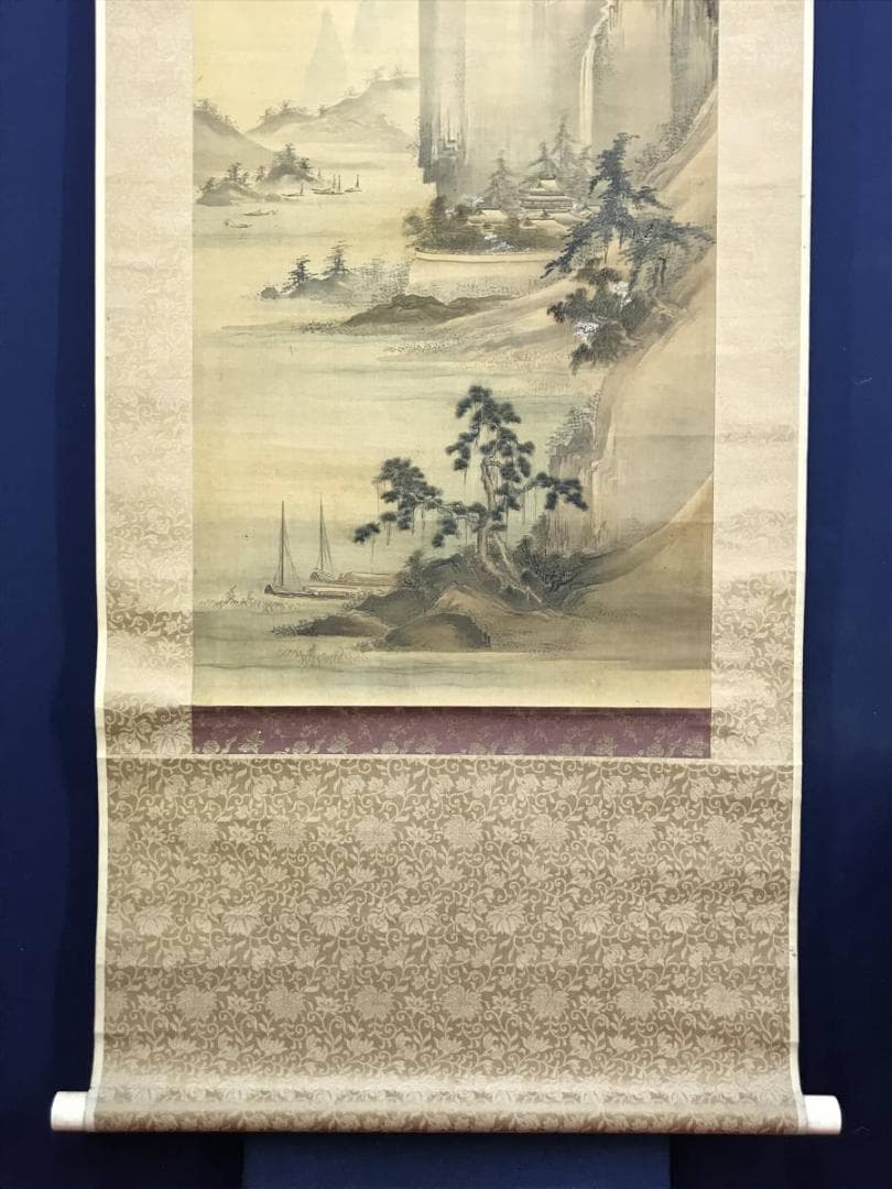 作者不明/楼閣山水図/山水図/古画/掛軸/名家伝来/AD-286