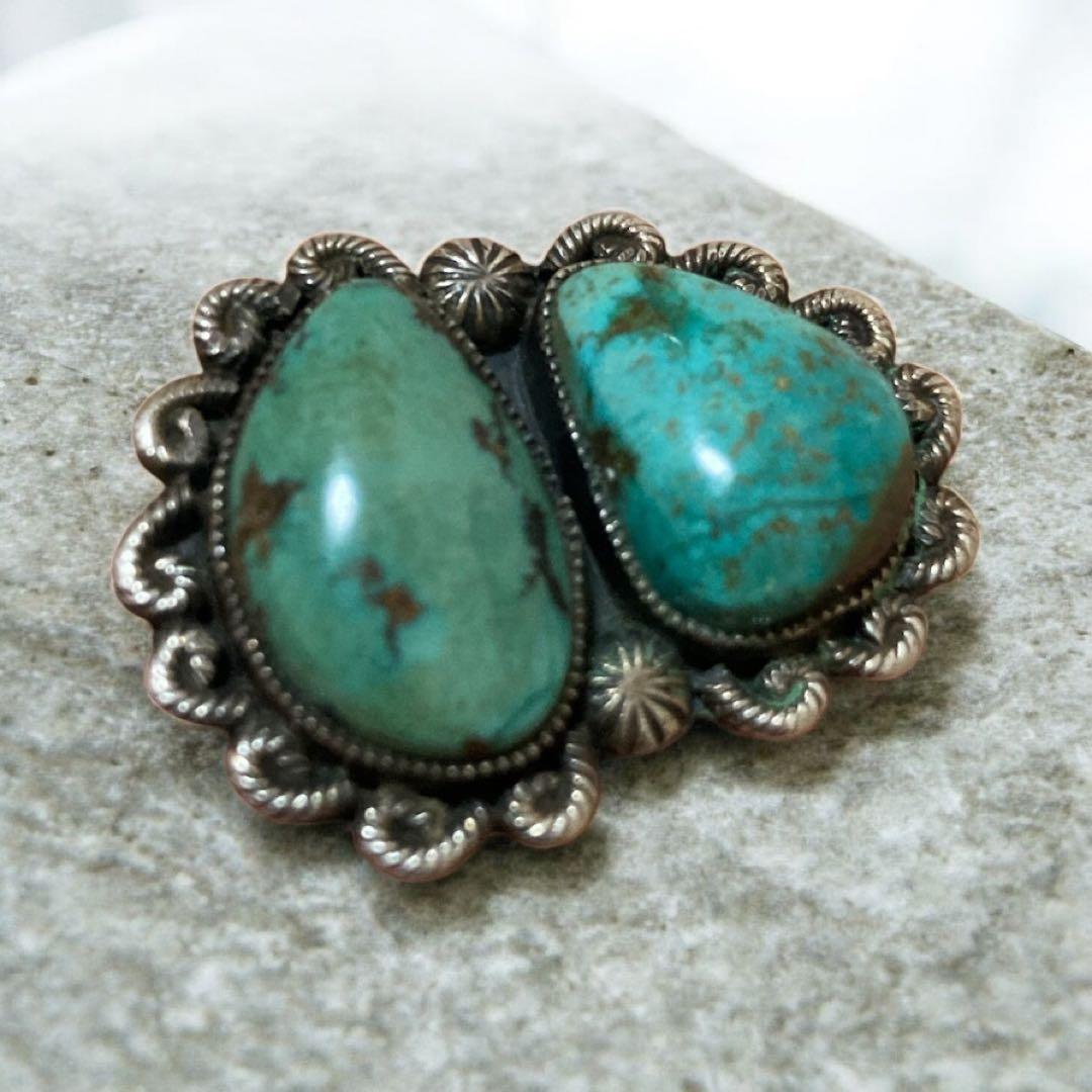 インディアンジュエリー ターコイズ ダブルストーントルコ石 ネイティブアメリカン