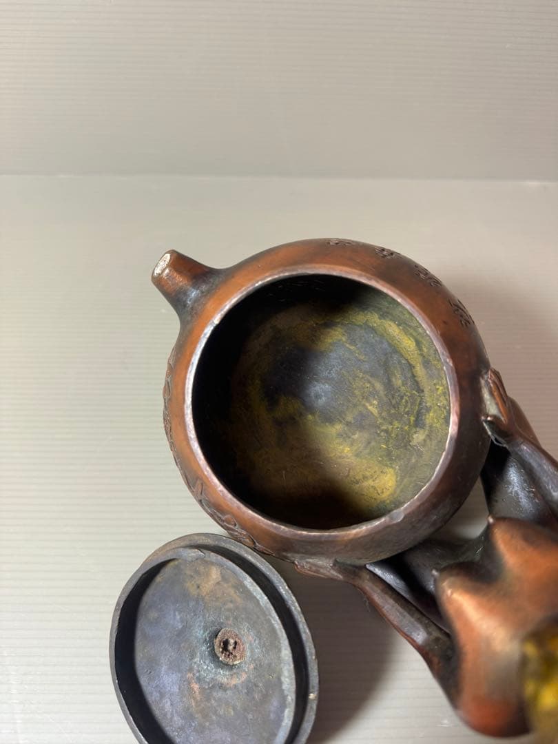 2856 中国骨董 大清乾隆銘 純銅製 聖女 急須 時代物