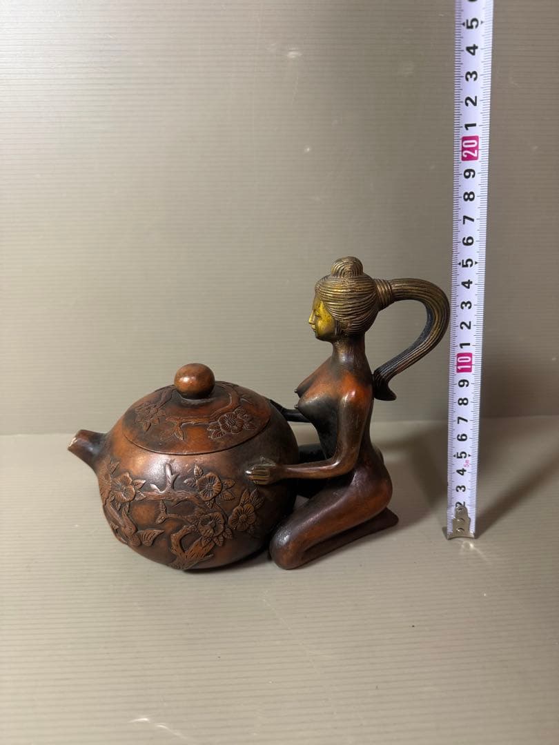 2856 中国骨董 大清乾隆銘 純銅製 聖女 急須 時代物