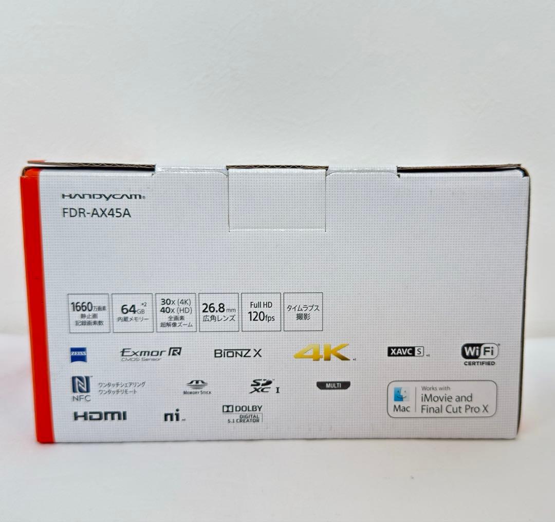 SONY FDR-AX45A 4K 【新品未使用】ブラック　ビデオカメラSD付き