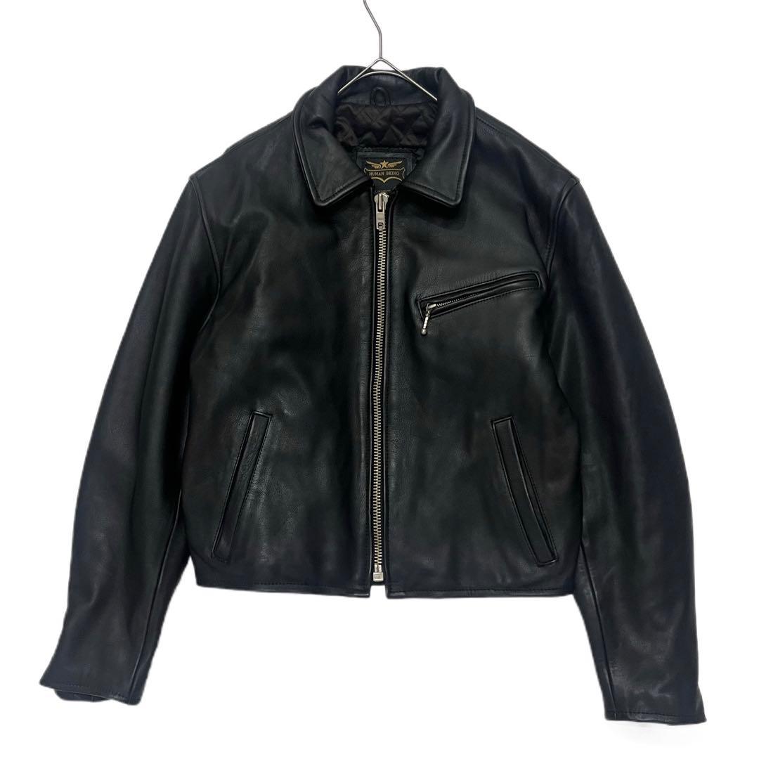 HUMAN BEING 美品 牛革 肉厚 レザー ライダース キルティング