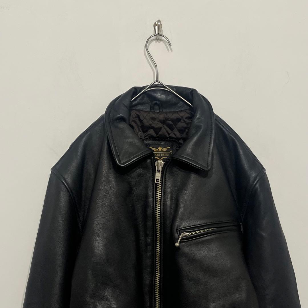 HUMAN BEING 美品 牛革 肉厚 レザー ライダース キルティング