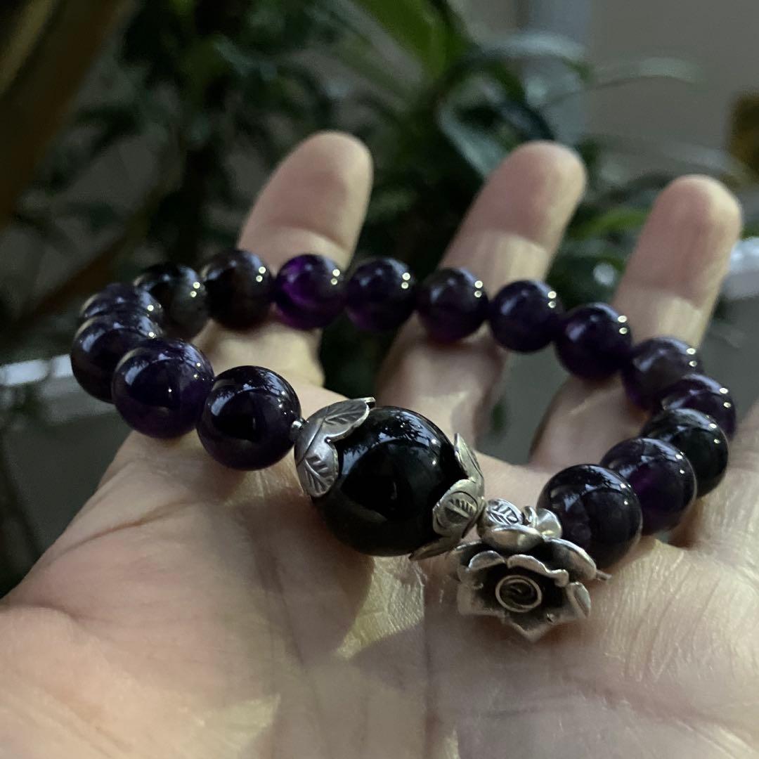 アメジストとモリオンカレンシルバーの薔薇、タイチンルチル