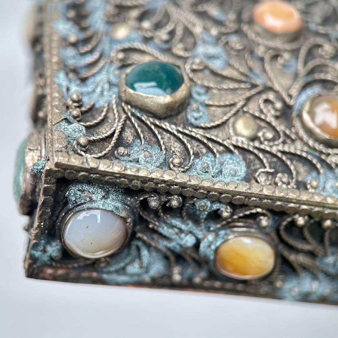 A019希少骨董外国製宝箱アンティーク高4cm幅15cm奥行10㎝現状品