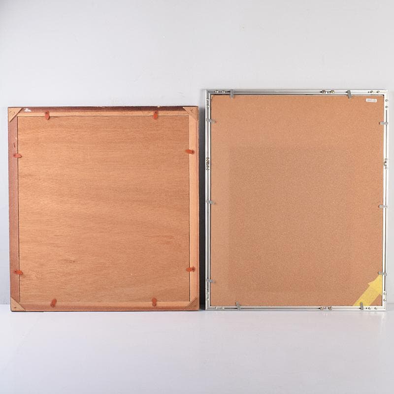 人間国宝 松枝玉記 藍染 久留米絣 綿織物 月兎 馬 額装 2点 CR7561B