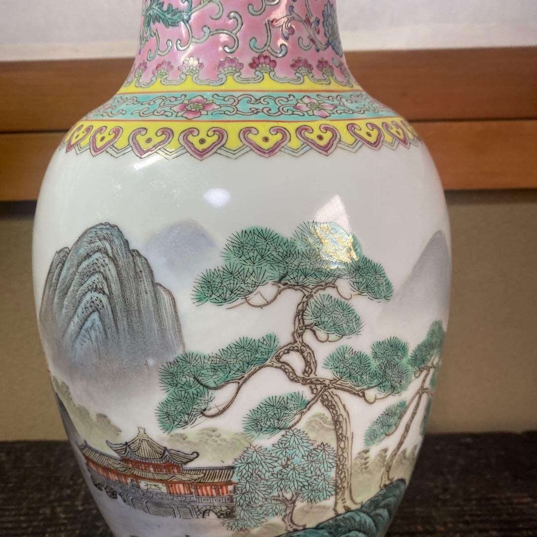 中国古玩色絵花瓶36cm20cm 中国古玩色絵花瓶36cm20cm 美術品