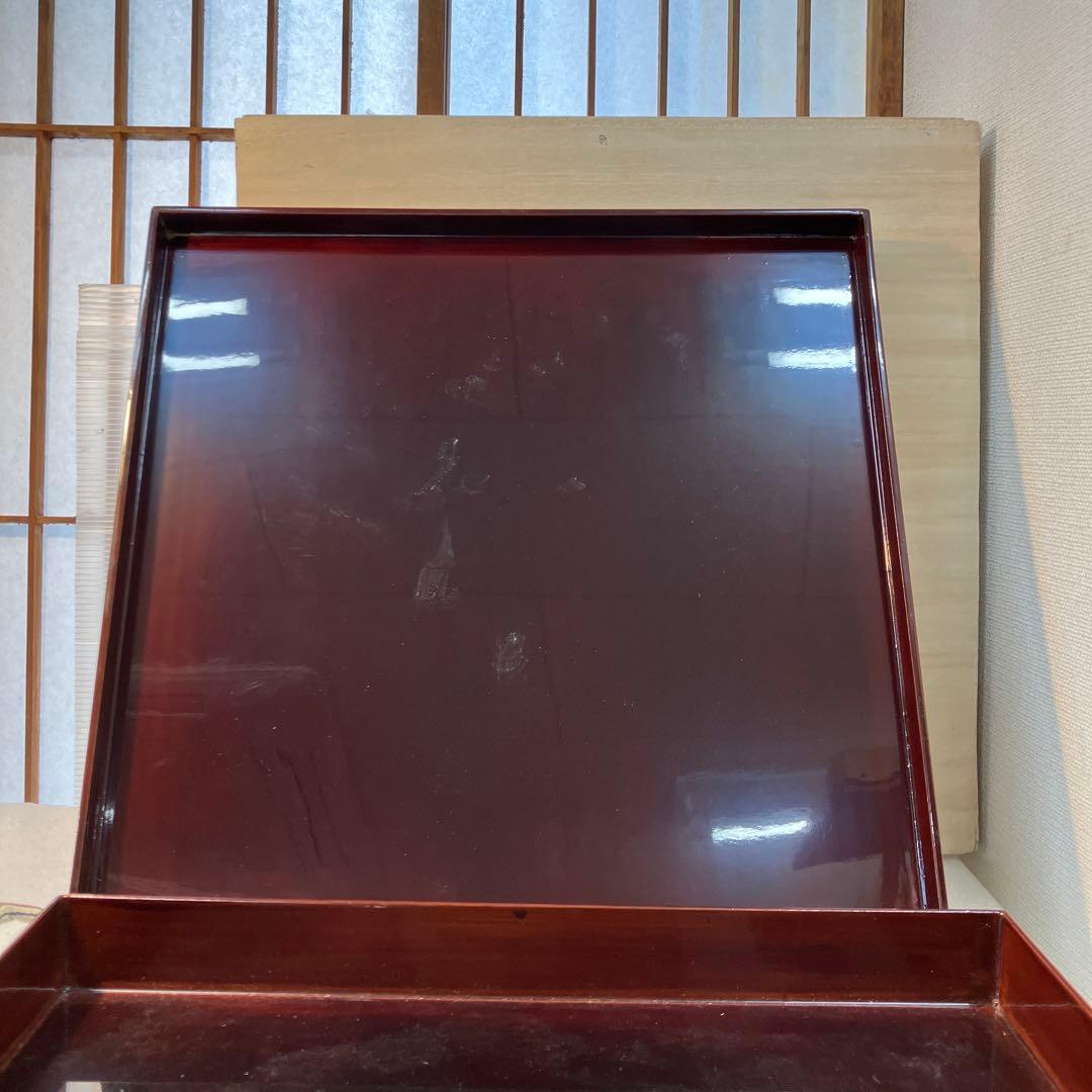 茶道具 盆 漆器 黒塗 盆 漆塗り共箱 N6KOB 茶道具 盆 漆器 黒塗