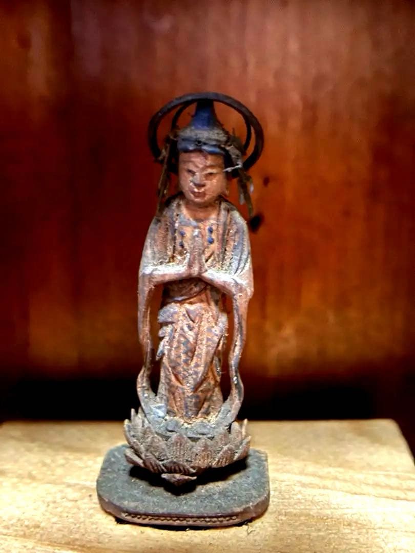 小さな 小さな合掌木彫り仏 極小木彫り仏 江戸時代