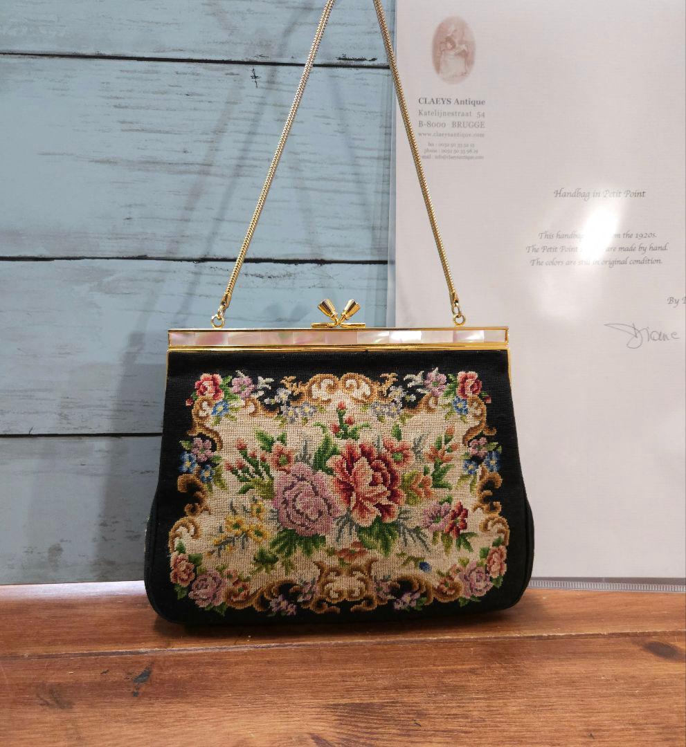 フランス アンティーク プチポアン ハンドバッグ ミニ ポーチ クラッチ