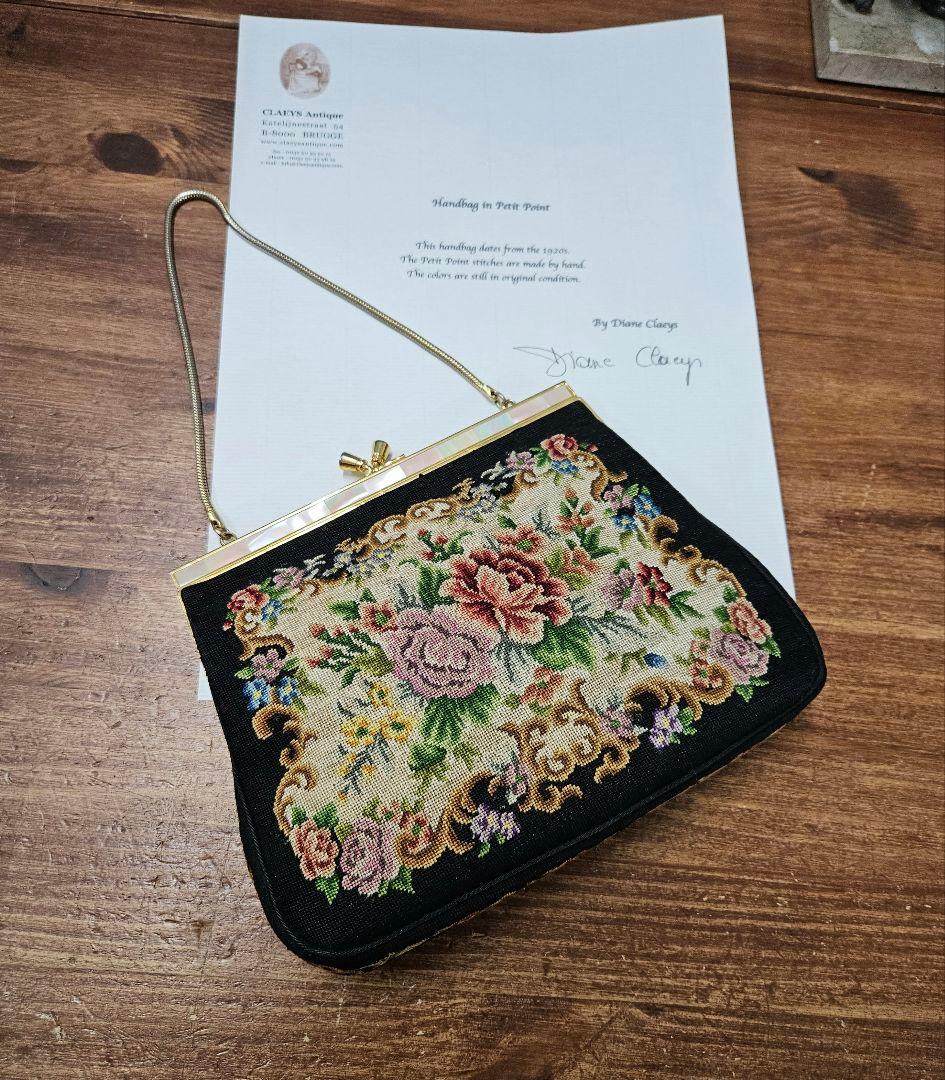 フランス アンティーク プチポアン ハンドバッグ ミニ ポーチ クラッチ